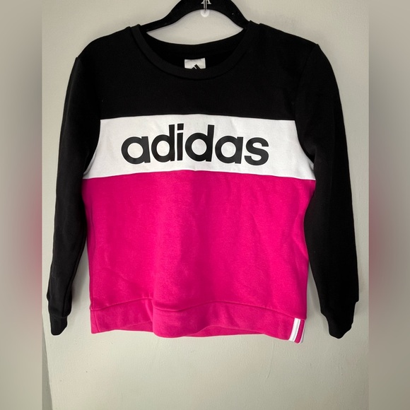 adidas Other - Adidas Girls Pink White Black Colorblock Pullover Sweatshirt Size XL 16